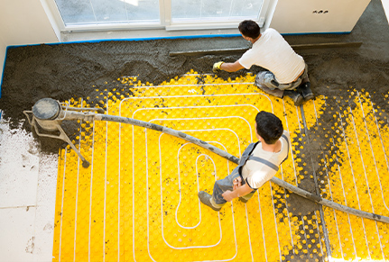 hormigón y mortero autonivelante para suelo radiante en Barcelona